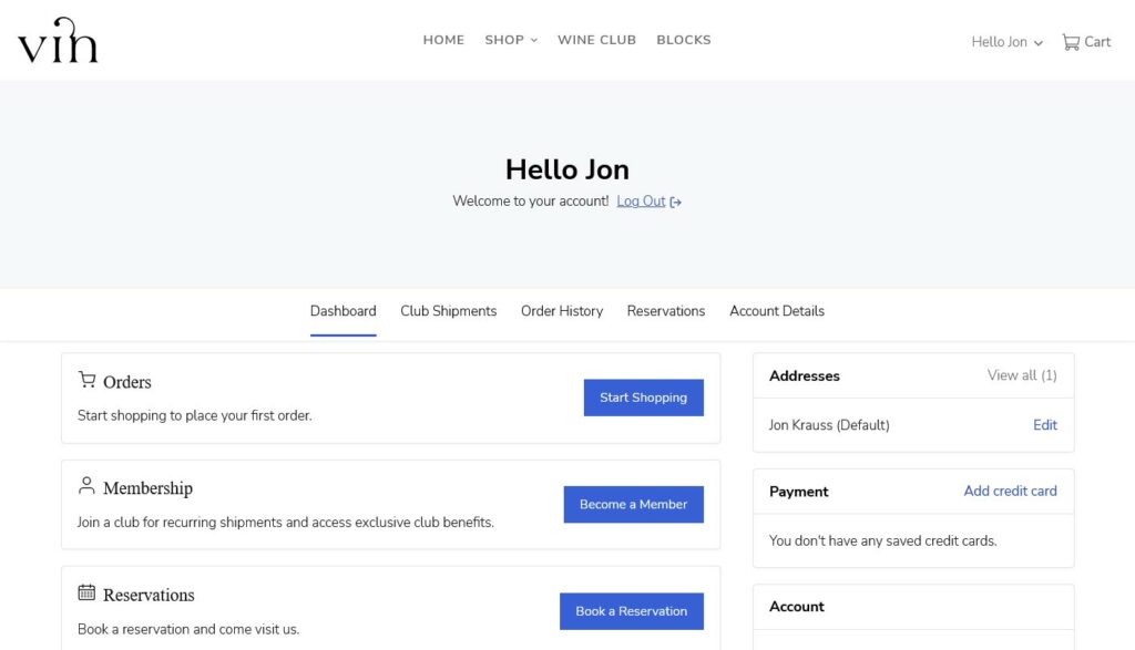 Commerce7 account home