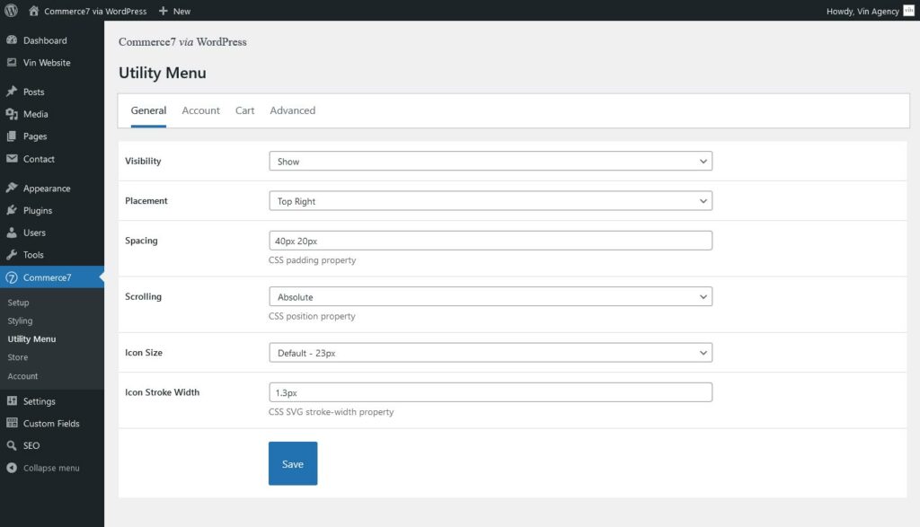Utility Menu General