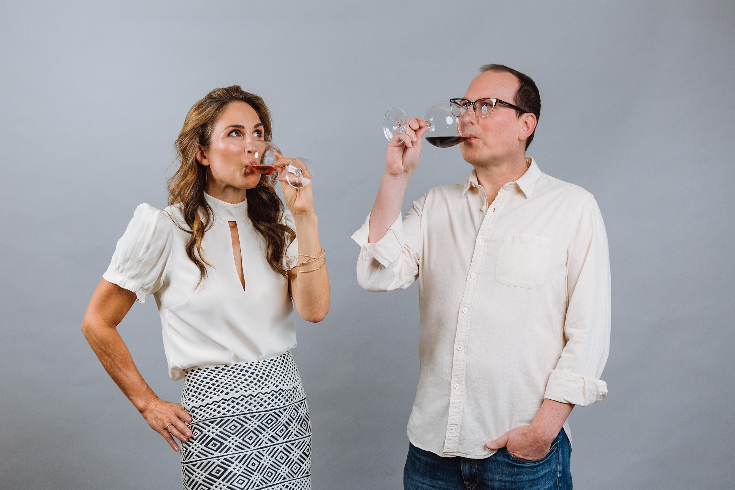Katherine and Jon sipping wine